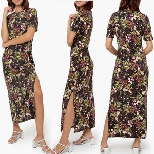 Leota Eva Floral Print Short Sleeve Maxi Dress